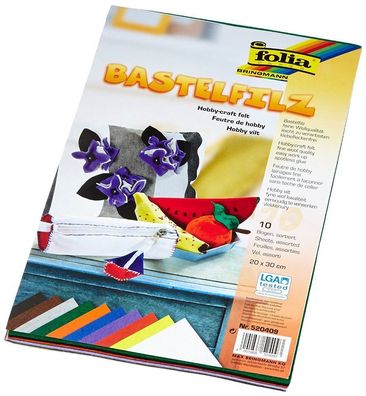 Folia Bastelfilz 20x30 150g 10Bl farbig sortiert