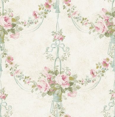 Tapete, Designtapete, Schimmer, antik, floral, Rosa, Perlmutt, Blau, Schilf