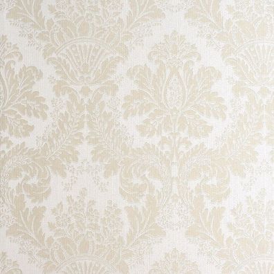 Tapete, Designtapete, Ornamente, floral, VLIES, Sahne, Sand, Creme, Schimmer