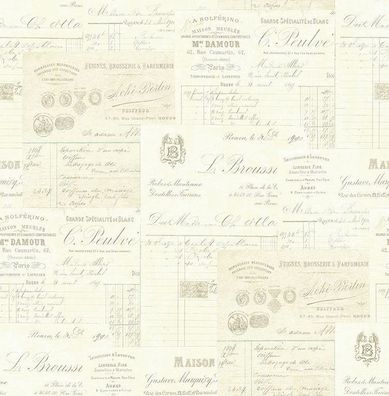 Tapete, Designtapete, Schrift, Print, Karte, Antik, Sahne, Creme, Cyan, Schimmer