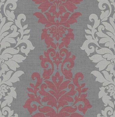 Tapete, Designtapete, Ornamente, Asche, Grau, Bordeaux