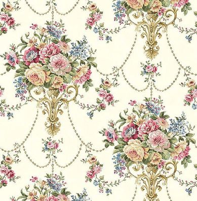 Tapete, Designtapete, Pergament, floral, Sand, Braun, Blau, Grün, Camel, Glanz