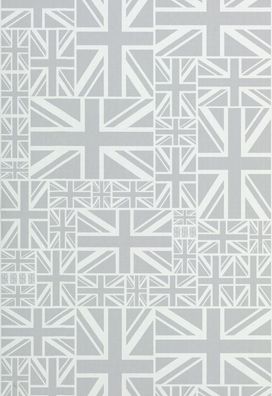 Tapete, Designtapete, Union Jack, Print, England, hell, grau, weiß