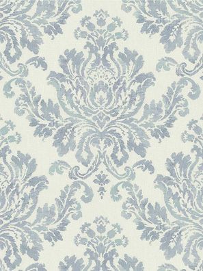 Tapete, Designtapete, Schimmer, Leinwand, Ornamente, floral, Creme, Mint, Saphir