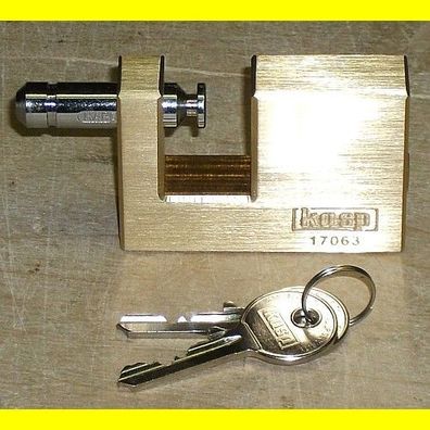 Kasp Blockschloss - 63 mm breit mit 2 Schlüssel - 10 mm Bügel gehärtet