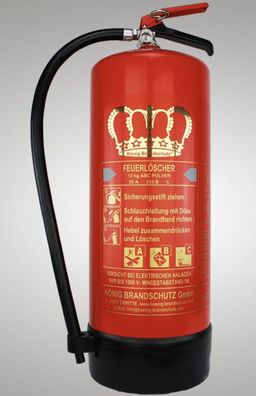 12kg ABC Pulver Dauerdruck Feuerlöscher König® Brandschutz 55 A, 233B, C = 15 LE