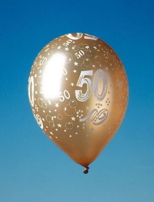 Luftballon mit Druck "50" - gold - 5 oder 100 Stück