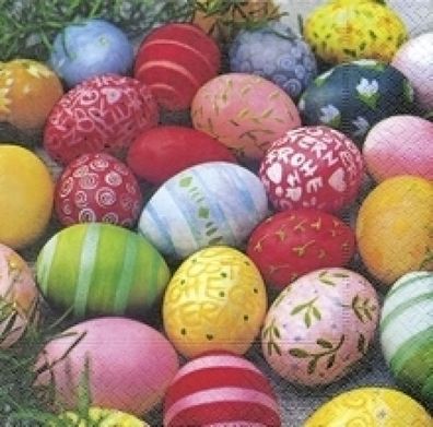 Oster-Serviette "Colour Eggs" - 3-lagig - 20 Stück/ Paket - 25 x 25 oder 33 x 33 cm