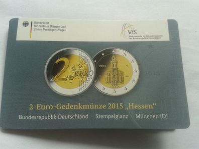 coincard 2 euro 2015 D Hessen Paulskirche Numismata 2015 München Auflage 1000