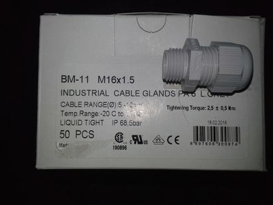 Kabelverschraubungen M16 x1,5 mit Gegenmutter 15 Stk