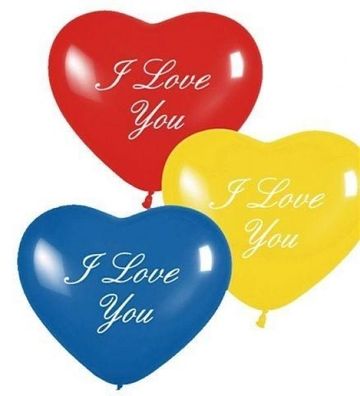 Herzballon "I love you" - bunt - 5 Stück/ Paket - Valentinsdeko