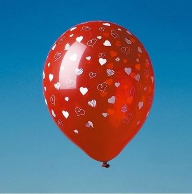 Luftballon mit Druck "Herz" - Abnahmemenge: 5 Stück/ Paket oder 100 Stück/ Paket
