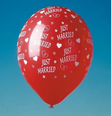 Luftballon mit Druck "Just Married" - Abnahmemenge: 5 Stück oder 100 Stück