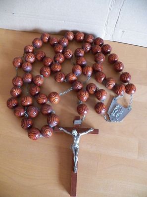 Rosenkranz Kette mit Kreuz Jesu in Zinn mit Bild n.5. Kugel ca.127cm lang einfach