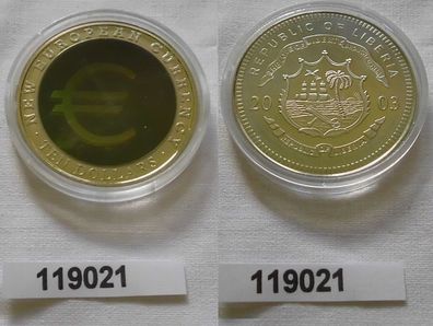 10 Dollar Hologramm Münze Liberia 2003 New European Currency (119021)