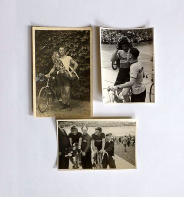 3 x Foto AK Oldtimer Fahrrad Rennrad Rennfahrer