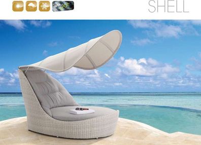 Sunlounger Shell Harkers Island Wash Sonnenliege Liegeinsel Polyrattan Lounge