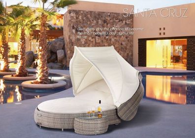Sonnenliege Santa Cruz cubu cream Sunlounger Polyrattan Gartenliege Liege Lounge