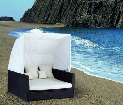 Liegeinsel Beach Lounge black braids Gartenliege Strandkorb Garten Polyrattan