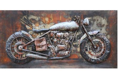 Handgefertigtes Metallbild Motorcycle ca. 140x70 cm Kunst Bild 3D-Optik Wandbild