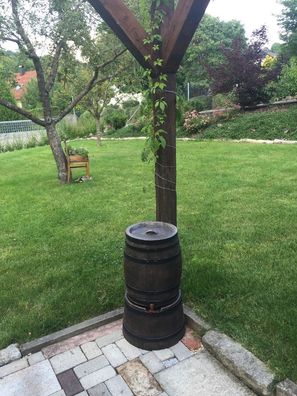 Regentonne in Weinfass Optik 50 Liter Wasserspeicher Regenwasser Regenspeicher