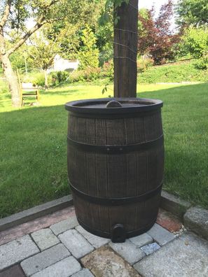 Regentonne in Weinfass Optik 120 Liter Wasserspeicher Regenwasser Regenspeicher