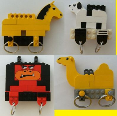 1 Schlüsselbrett aus Lego Steinen mit Schlüsselanhängern, Legosteine Legofigur