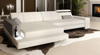 Leder Wohnlandschaft Sofa Eck Couch Design modern Licht Ledersofa L-Form Bayern III
