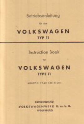 Betriebsanleitung Volkswagen Typ 11, 25 PS, Auto, PKW, Oldtimer, Klassiker