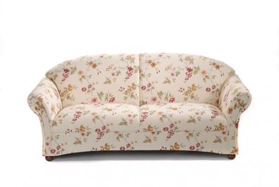 Sofa Couch 2,5-Sitzer Polstersofa Landhaus weiß floral Blumen Muster romantisch