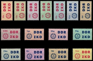 DDR DIENST Laufkontrollzettel Nr 1-15 postfrisch X7BD202