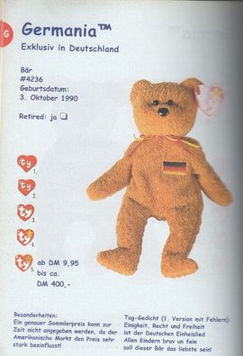 Beanie Bear Germania 1990