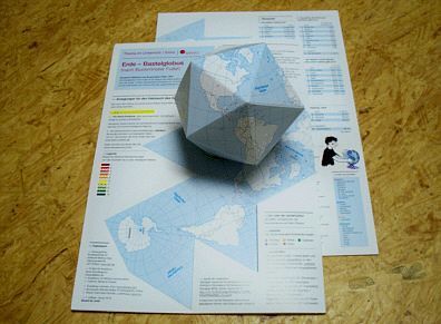 Bastelglobus Erde Weltkugel aus Karton zum Basteln nach Buckminster Fuller