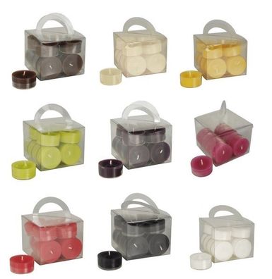 Teelicht mit transparenter Hülse - 12 Stück - verschiedene Farben