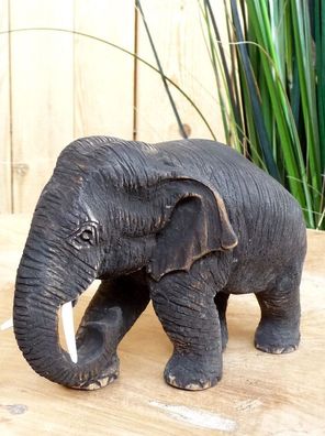 Elefant aus Holz, Figur, Teak, Buddha, Holzelefant, Gr.2, Höhe 12cm, Länge 20cm