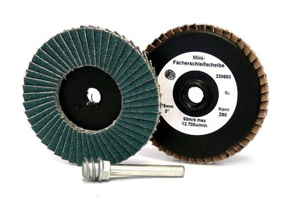 Mini-Fächerscheibe D 75mm Zirkon , Korn 40 - 120 , Minifächerscheibe