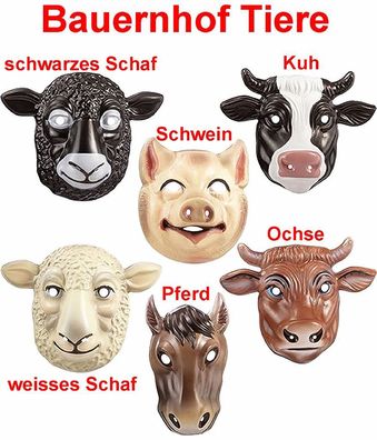 Kinder Bauernhof Tier Maske Tiere Farm Kuh Ochse Pferd Schwein Schaf