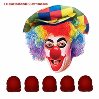 5 Clowns Nasen Rot mit Ton Clownsnase Nase Narren Clown Zubehör Karneval