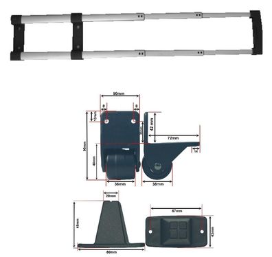 Trolleygestell und Rollen "OMEGA XXL - Mobil" ca. 320 x 185 x 35 mm, silbern, 60718
