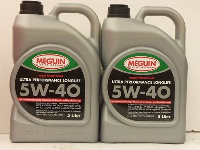 6,27€/ l Meguin Megol Ultra Performance Longlife 5W-40 10 L MB VW BMW Fiat