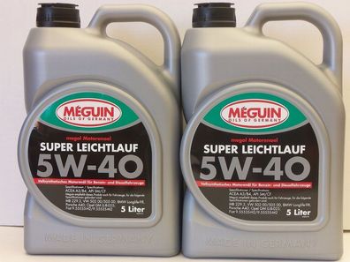 7,48€/ l Meguin Megol Motoröl Super Leichtlauf vollsynt SAE 5W-40 10 L BMW VW MB