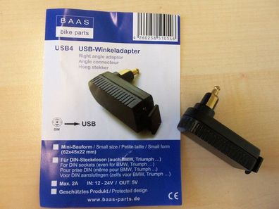 BAAS USB4 USB Winkeladapter auf DIN - oder BMW Bordsteckdose 12V - 24V / 5V 2A