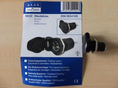 BAAS SD22 12V Einbau Steckdose DIN ISO4165 mit Federklappdeckel