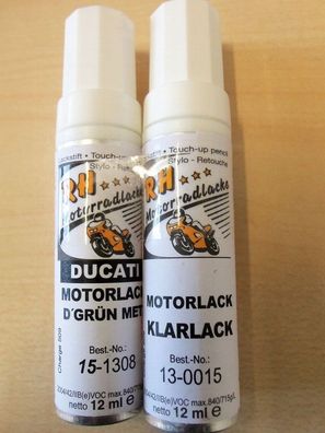 602,08€/l RH Lackstift Set Ducati Motorlack dunkelgrünmet ab ca 1990 2x 12 ml