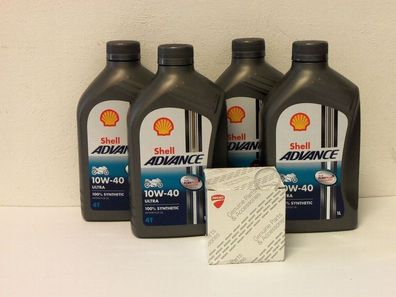 Shell Advance Ultra 4T 10W-40 / Original Ölfilter Ducati 800 848 851 888 alle