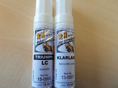60,21€/100ml RH Lackstift Set Triumph LC Graphite mit Klarlack 2 x 12 ml