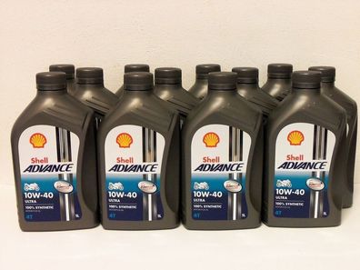 8,07€/ l Shell Advance Ultra 4T 10W-40 12 x 1 L fully syn 4-stroke oil