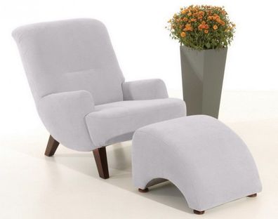 Sessel mit Hocker Relax Retro Stil weich Stoffbezug viele Farben erhältlich