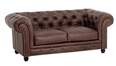 Sofa Couch Ledersofa 2 Sitzer Leder braun vintage used Look antik 2-sitzig