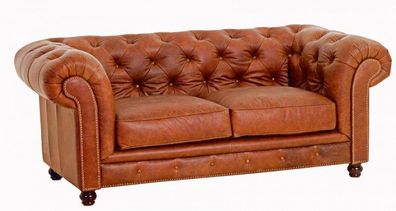 Sofa Couch 2-sitzig Leder vintage cognac old england klassisch loses Sitzkissen